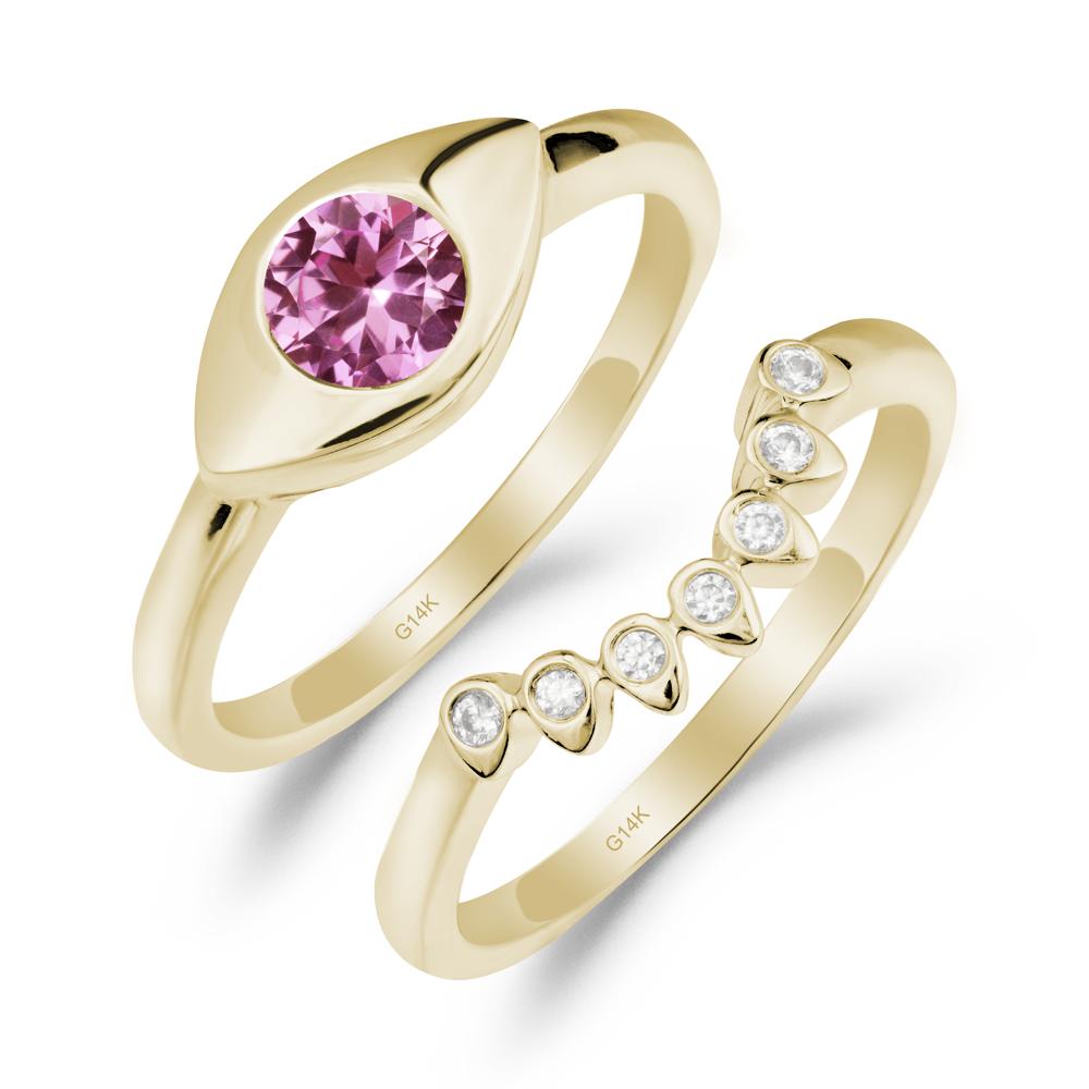 Pink Sapphire Evil Eye Ring Set - LUO Jewelry #metal_xxxxx
