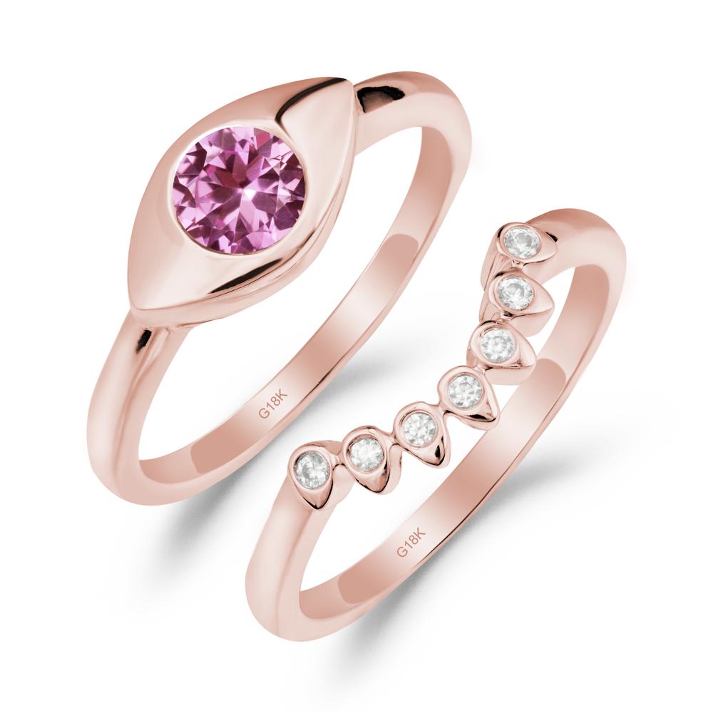 Pink Sapphire Evil Eye Ring Set - LUO Jewelry #metal_xxxxx