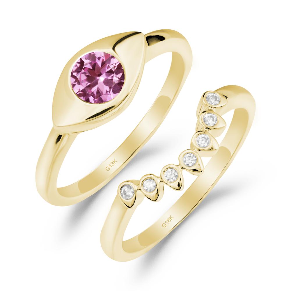 Pink Sapphire Evil Eye Ring Set - LUO Jewelry #metal_xxxxx
