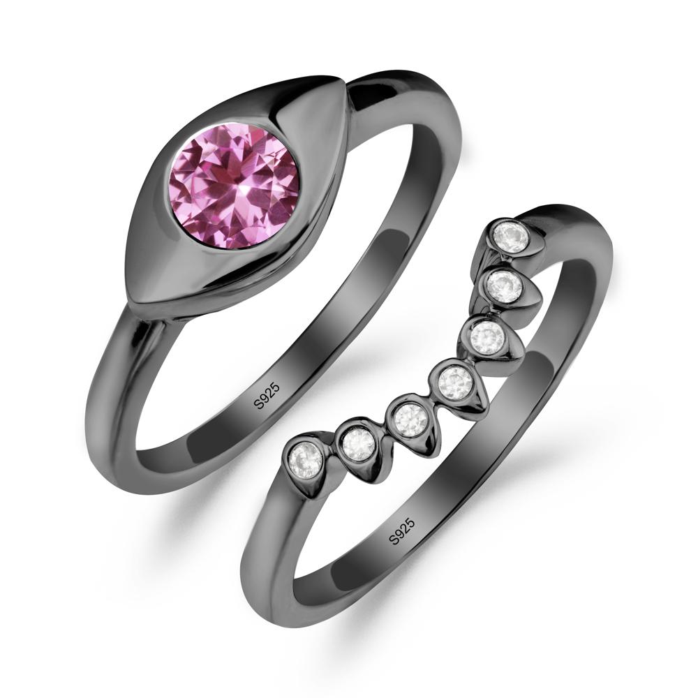 Pink Sapphire Evil Eye Ring Set - LUO Jewelry #metal_xxxxx