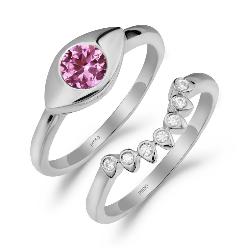 Pink Sapphire Evil Eye Ring Set - LUO Jewelry #metal_xxxxx