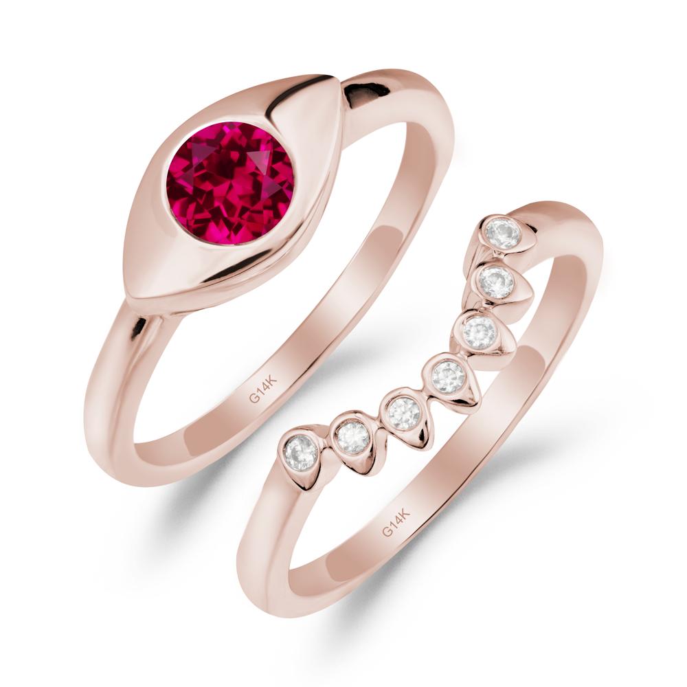 Ruby Evil Eye Ring Set - LUO Jewelry #metal_xxxxx