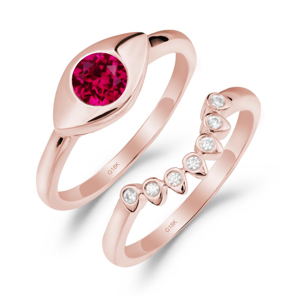 Ruby Evil Eye Ring Set - LUO Jewelry #metal_xxxxx