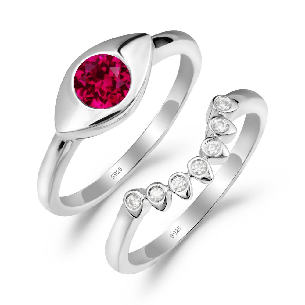 Ruby Evil Eye Ring Set - LUO Jewelry #metal_xxxxx