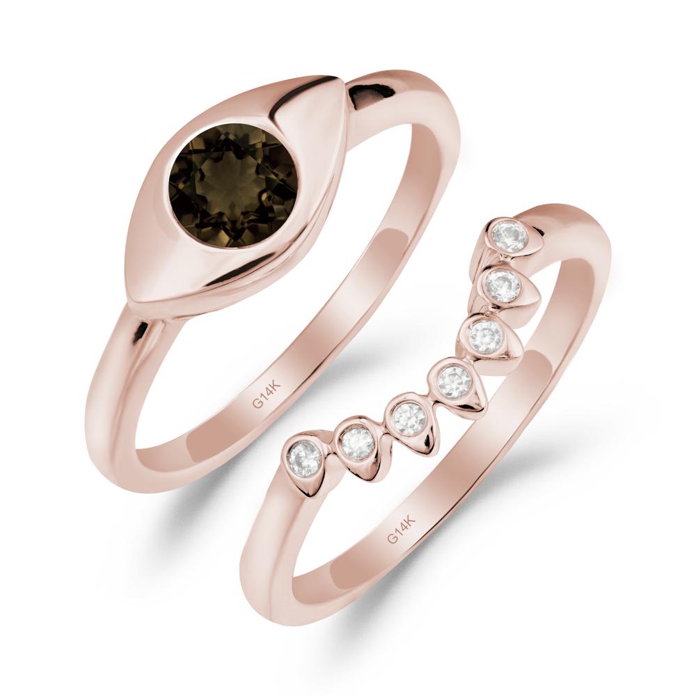 Evil Eye Smoky Quartz Ring Set - LUO Jewelry #metal_xxxxx