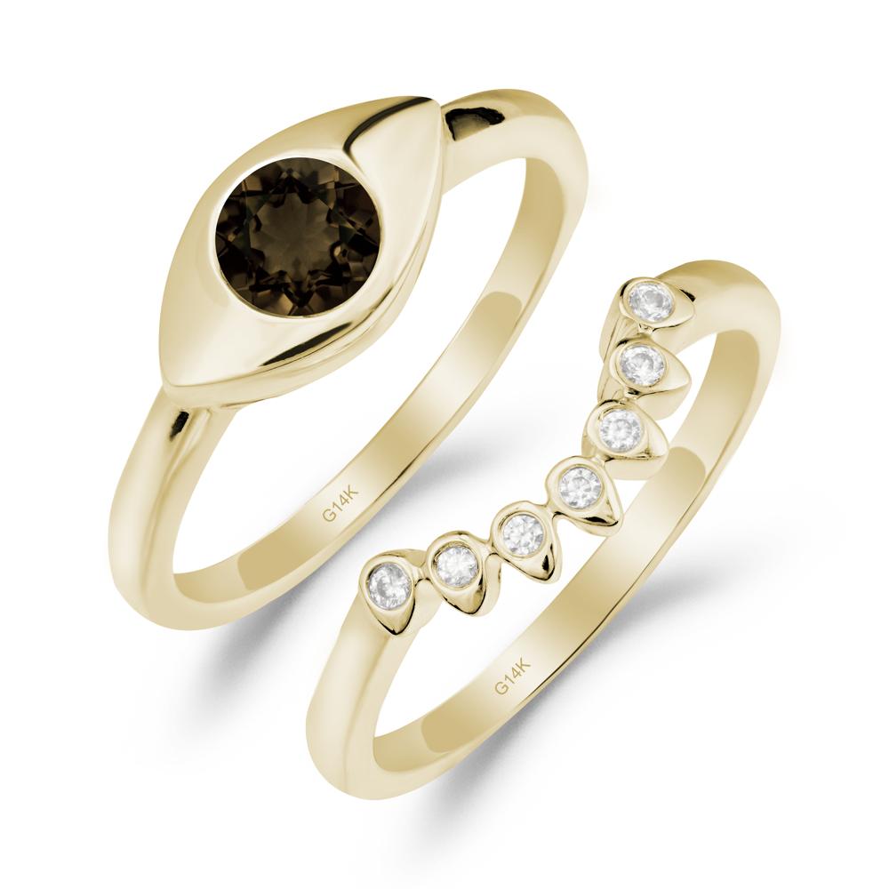 Evil Eye Smoky Quartz Ring Set - LUO Jewelry #metal_xxxxx