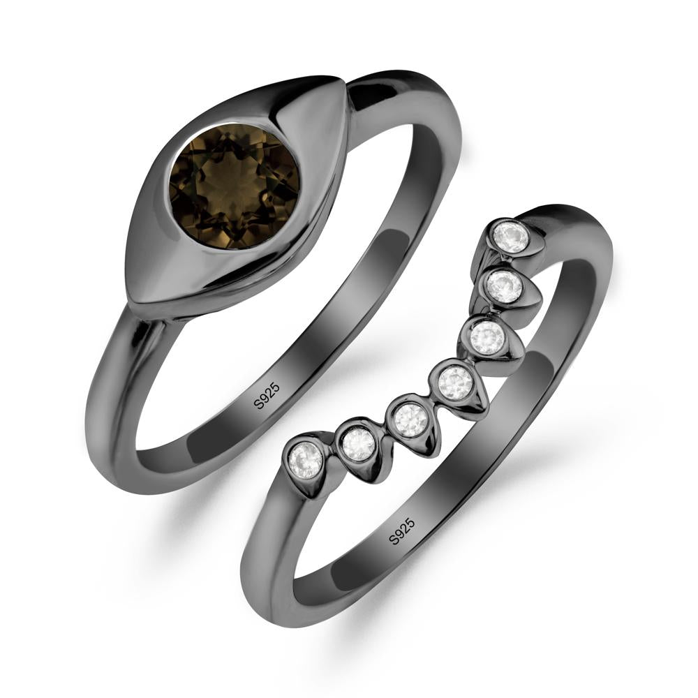 Evil Eye Smoky Quartz Ring Set - LUO Jewelry #metal_xxxxx
