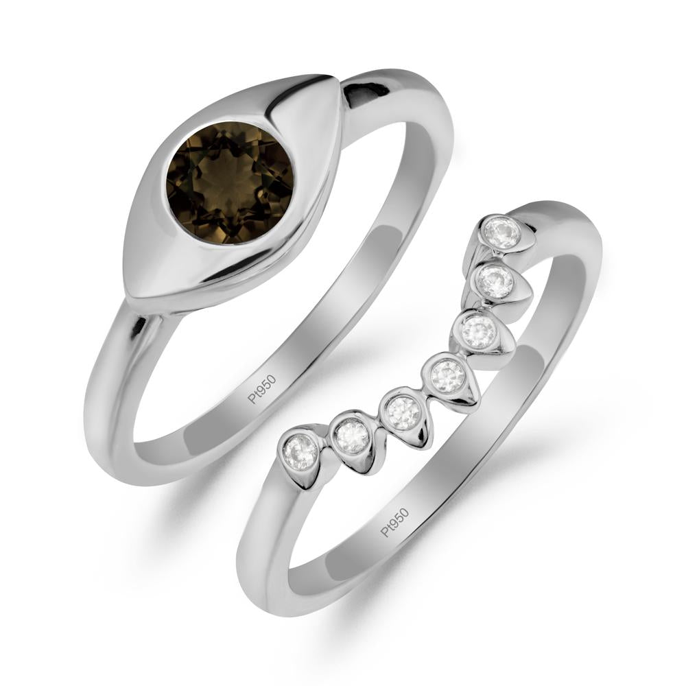 Evil Eye Smoky Quartz Ring Set - LUO Jewelry #metal_xxxxx
