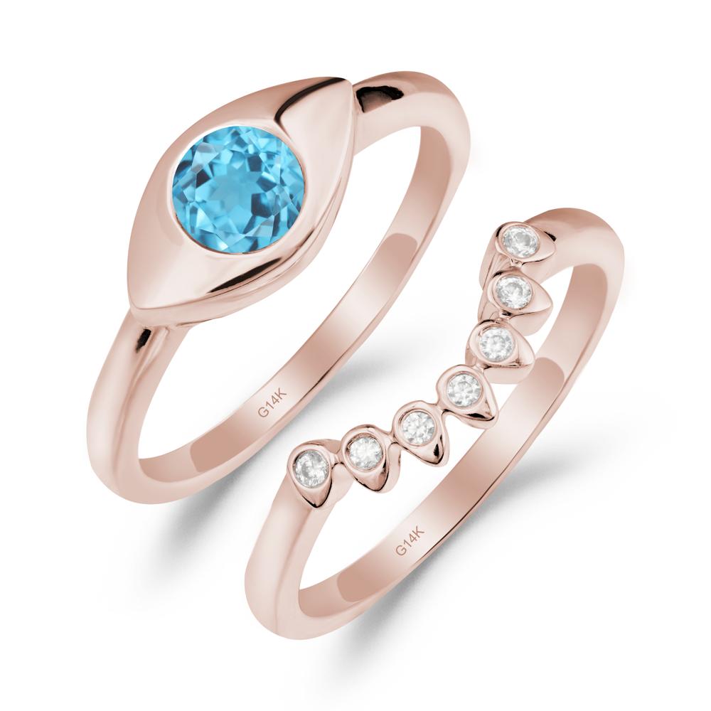 Swiss Blue Topaz Evil Eye Ring Set - LUO Jewelry #metal_xxxxx