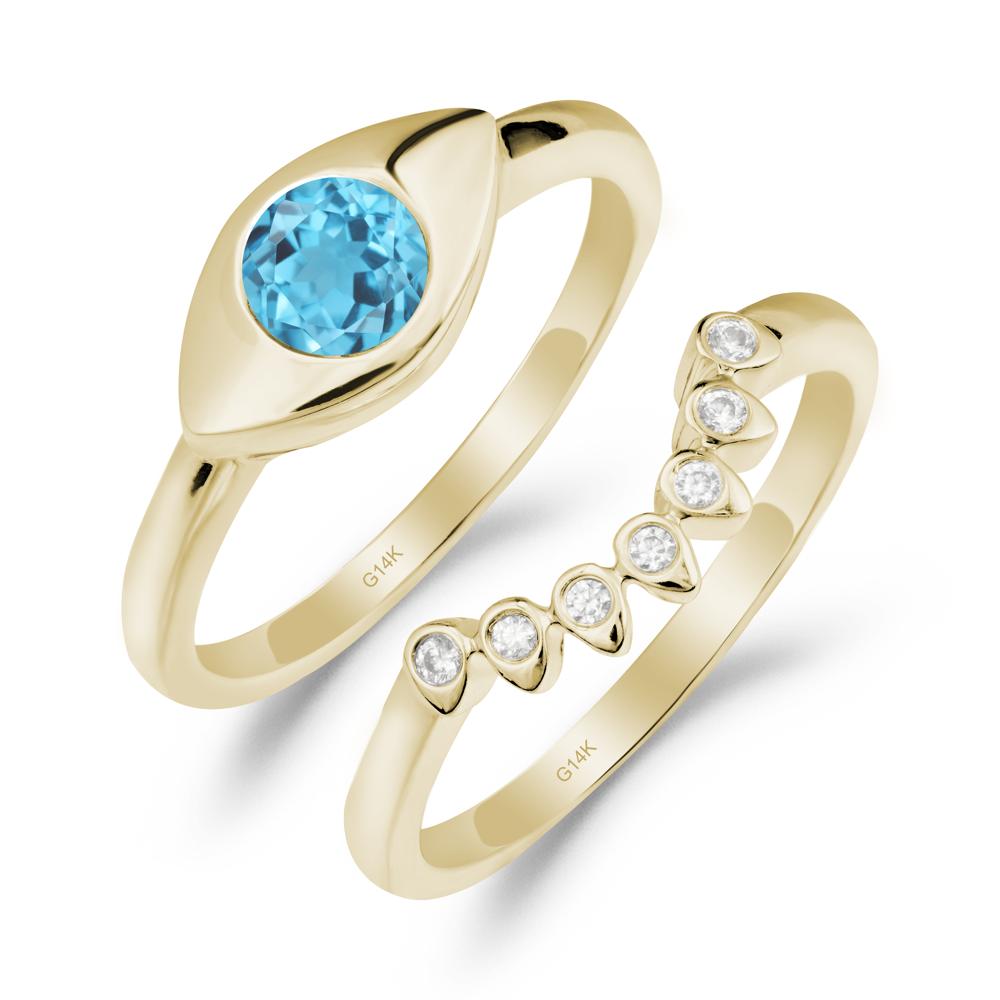 Swiss Blue Topaz Evil Eye Ring Set - LUO Jewelry #metal_xxxxx