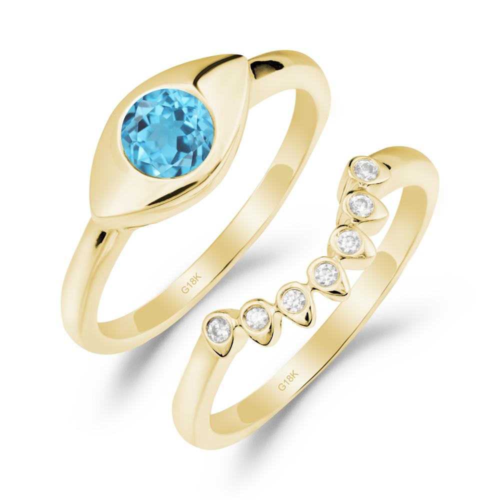 Swiss Blue Topaz Evil Eye Ring Set - LUO Jewelry #metal_xxxxx