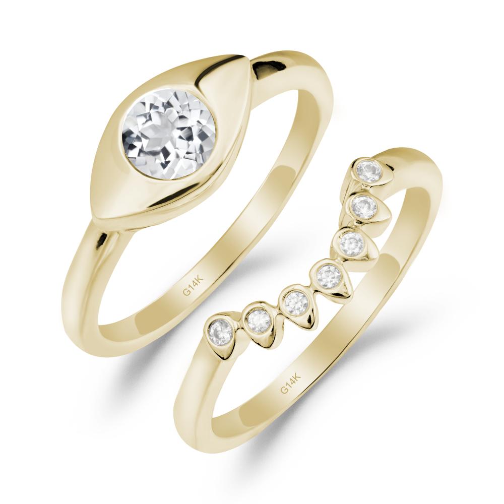 Evil Eye White Topaz Ring Set - LUO Jewelry #metal_xxxxx