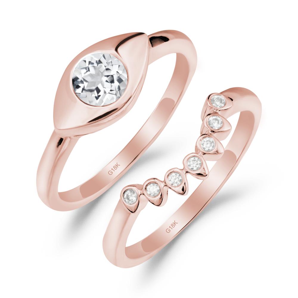 Evil Eye White Topaz Ring Set - LUO Jewelry #metal_xxxxx