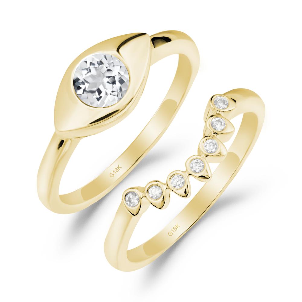 Evil Eye White Topaz Ring Set - LUO Jewelry #metal_xxxxx