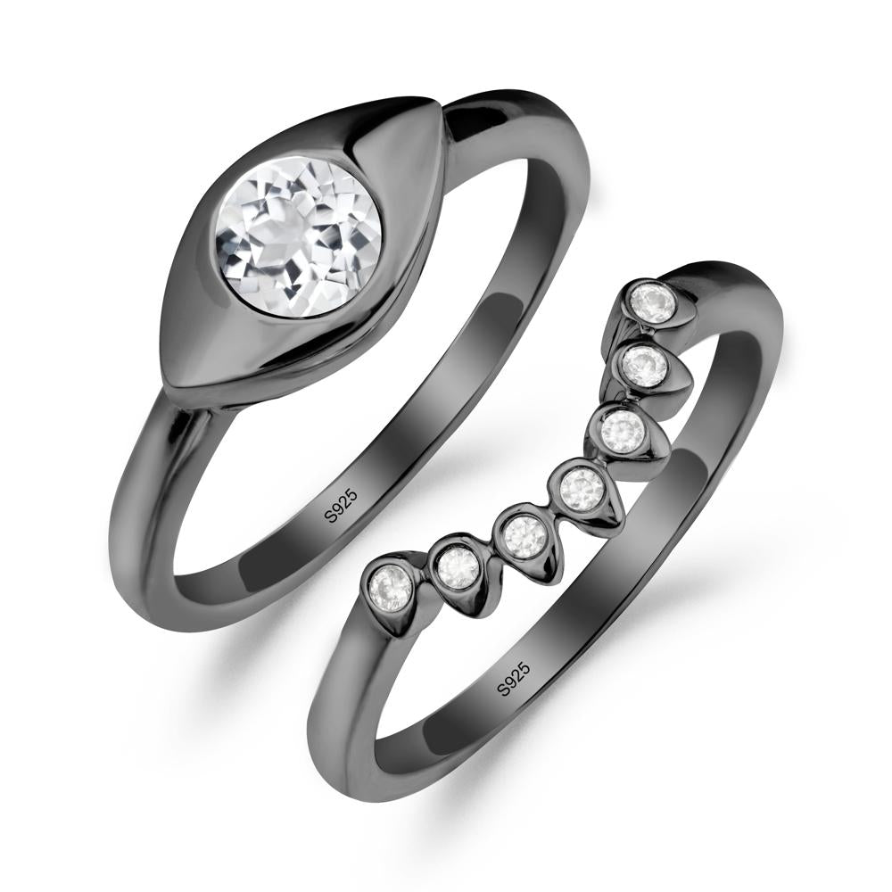 Evil Eye White Topaz Ring Set - LUO Jewelry #metal_xxxxx