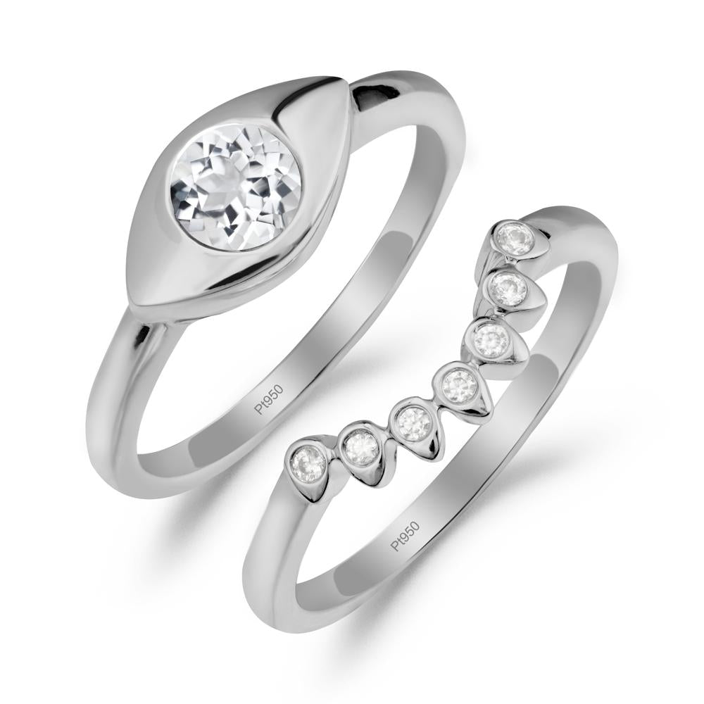 Evil Eye White Topaz Ring Set - LUO Jewelry #metal_xxxxx