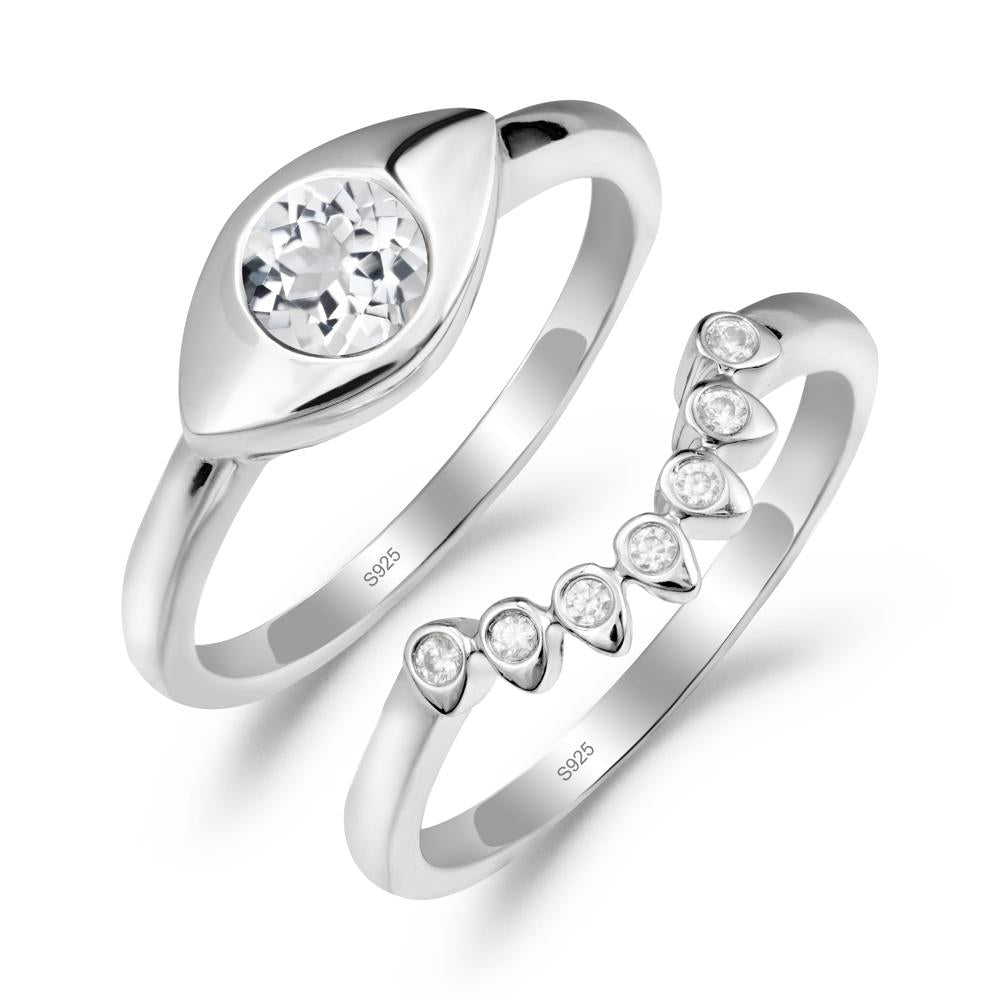 Evil Eye White Topaz Ring Set - LUO Jewelry #metal_xxxxx