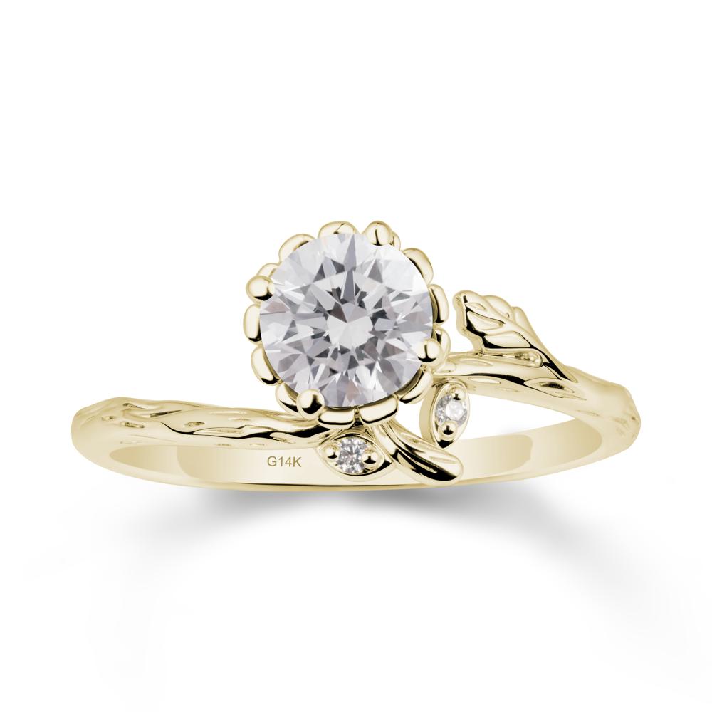 Floral Diamond Ring with Leaf - LUO Jewelry #metal_14k yellow gold
