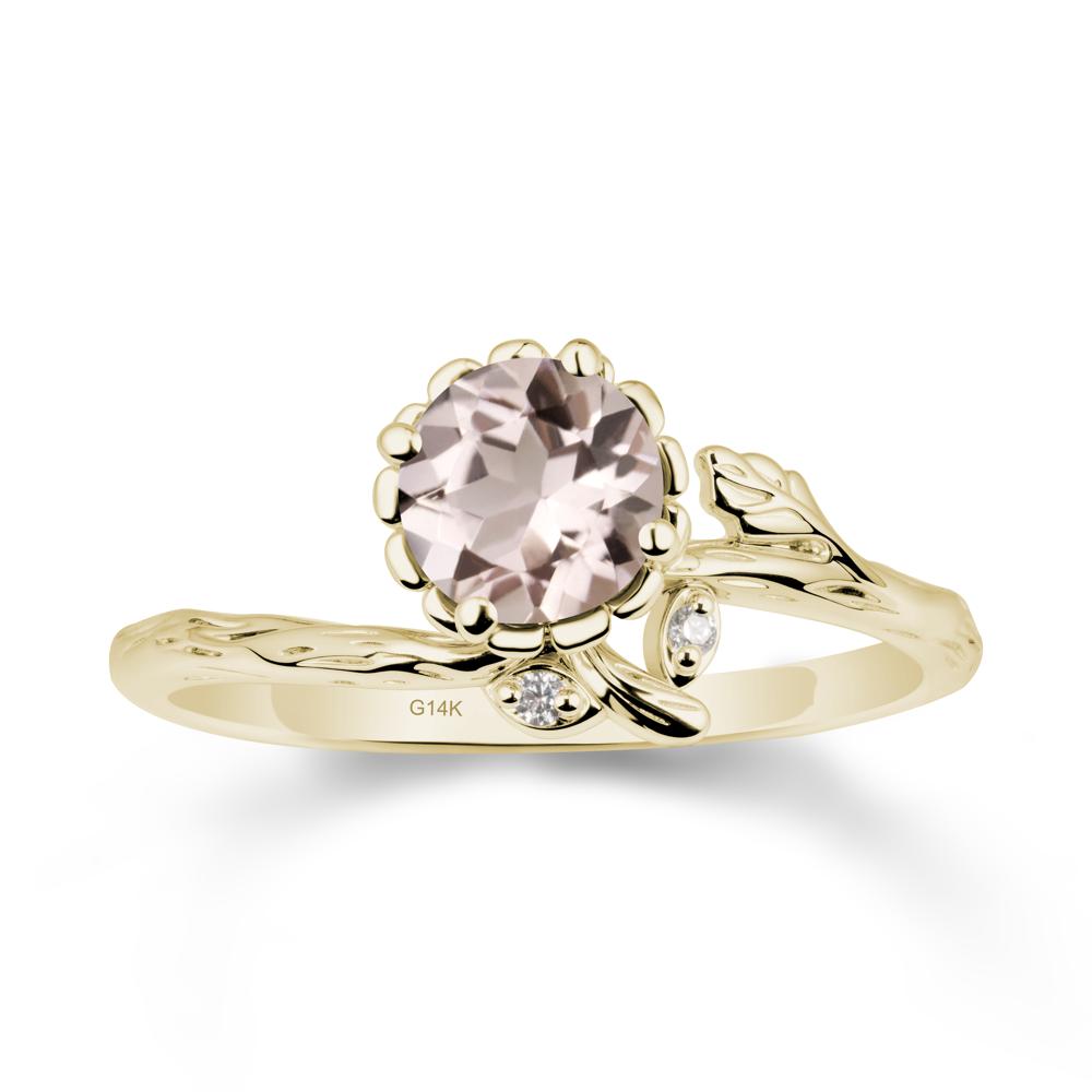 Floral Morganite Ring with Leaf - LUO Jewelry #metal_14k yellow gold