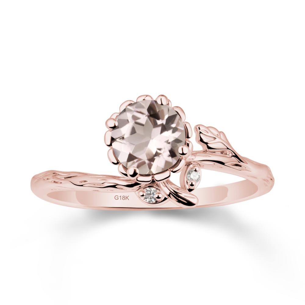 Floral Morganite Ring with Leaf - LUO Jewelry #metal_18k rose gold
