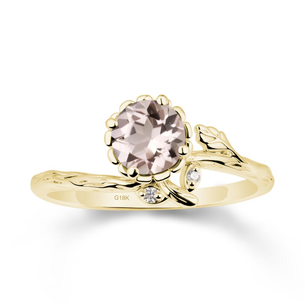Floral Morganite Ring with Leaf - LUO Jewelry #metal_18k yellow gold