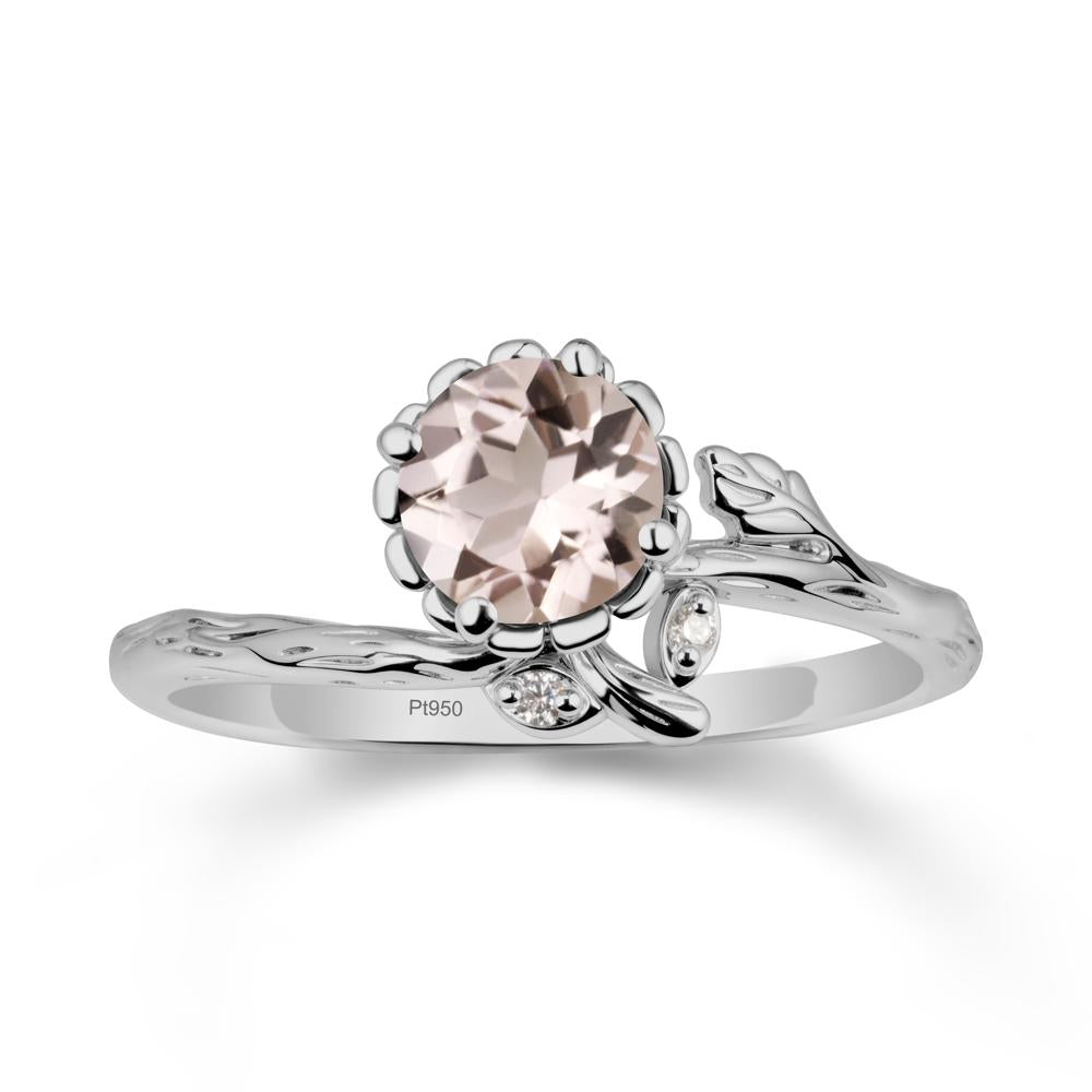 Floral Morganite Ring with Leaf - LUO Jewelry #metal_platinum