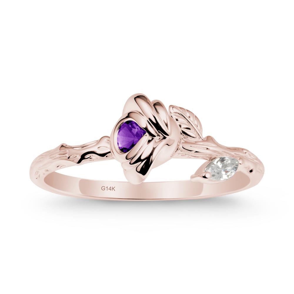 Round Amethyst Rose Ring - LUO Jewelry #metal_14k rose gold