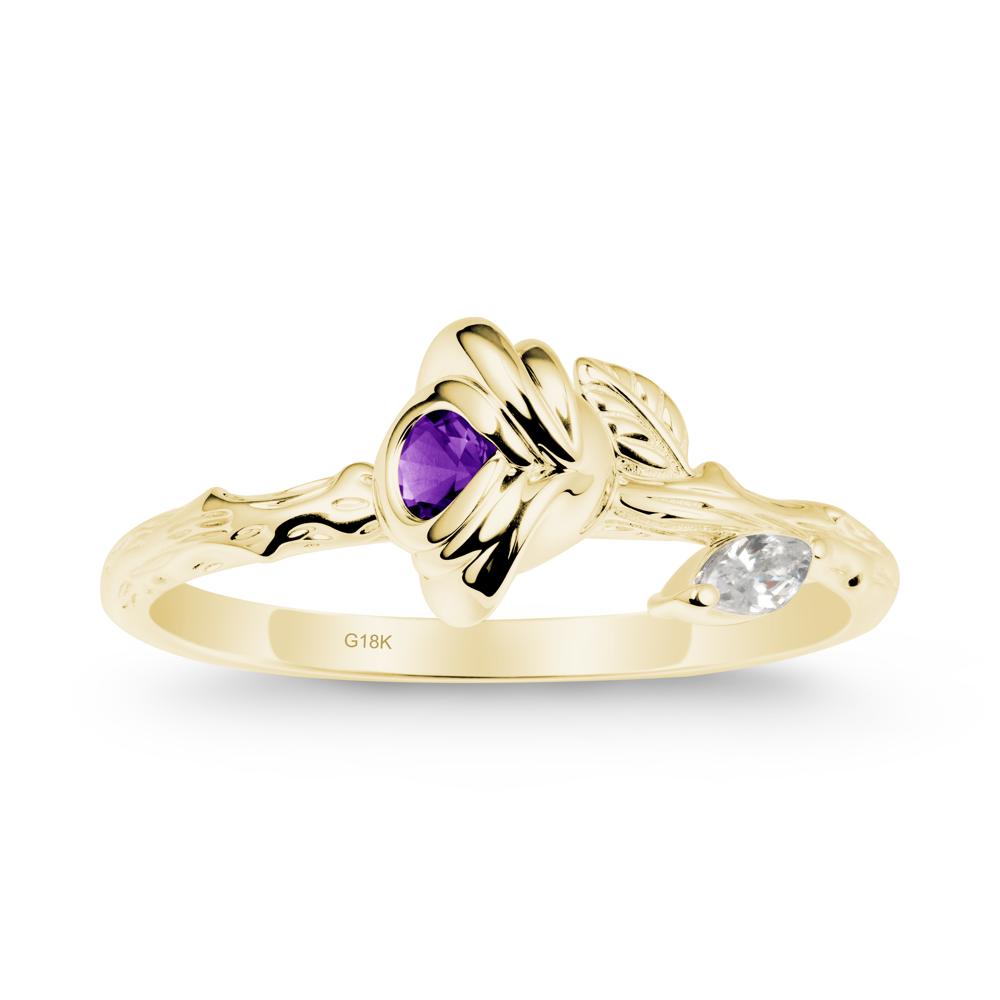 Round Amethyst Rose Ring - LUO Jewelry #metal_18k yellow gold