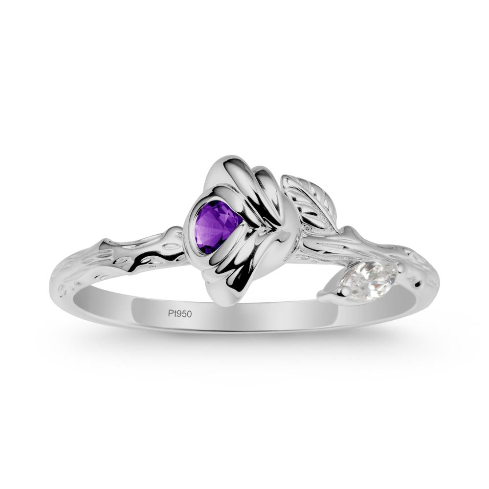 Round Amethyst Rose Ring - LUO Jewelry #metal_platinum