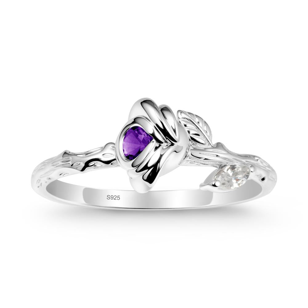Round Amethyst Rose Ring - LUO Jewelry #metal_sterling silver