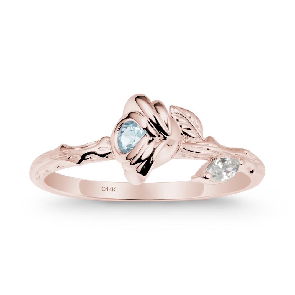 Aquamarine Self-Love Rose Ring - LUO Jewelry #metal_14k rose gold