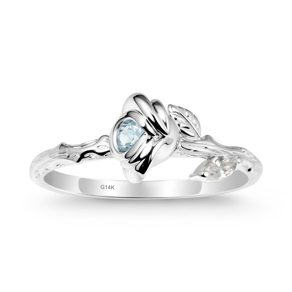 Aquamarine Self-Love Rose Ring - LUO Jewelry #metal_14k white gold