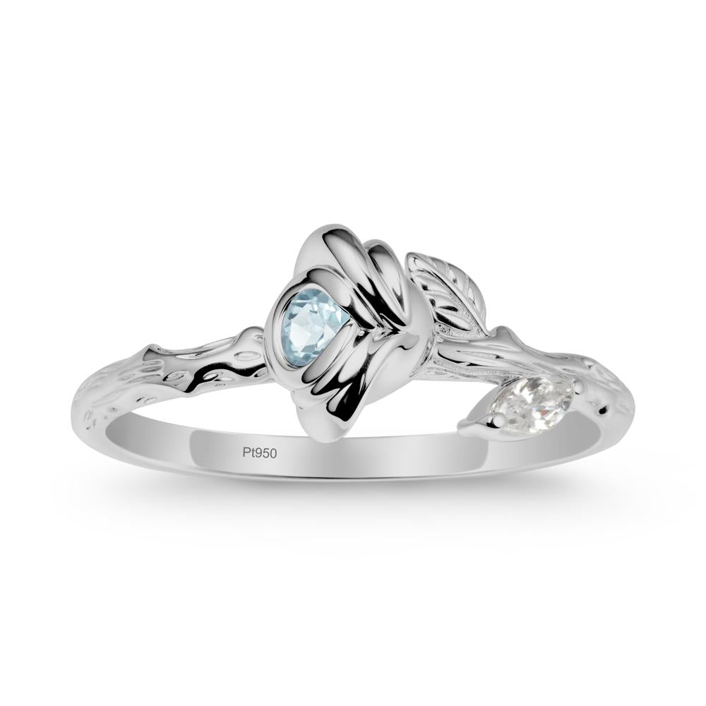 Aquamarine Self-Love Rose Ring - LUO Jewelry #metal_platinum