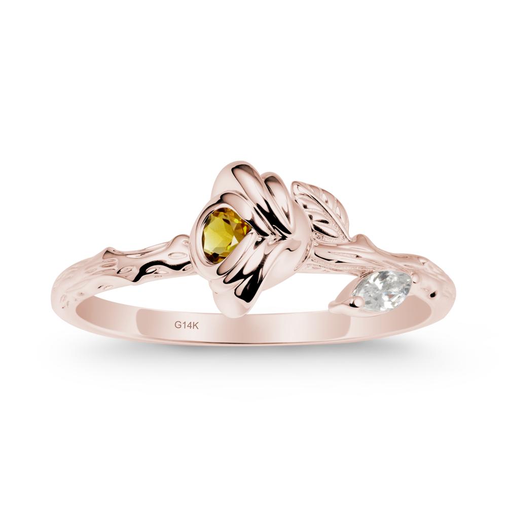 Rose Ring with Round Citrine - LUO Jewelry #metal_14k rose gold