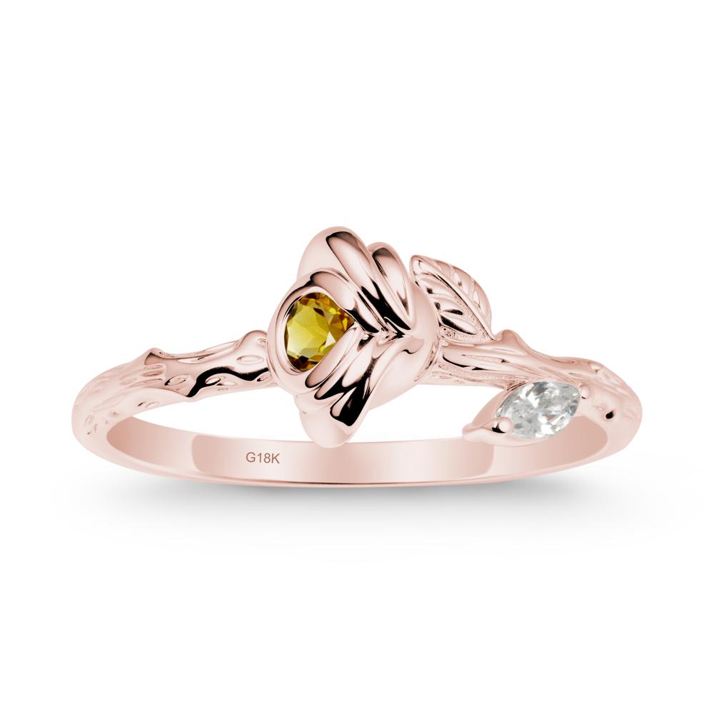Rose Ring with Round Citrine - LUO Jewelry #metal_18k rose gold