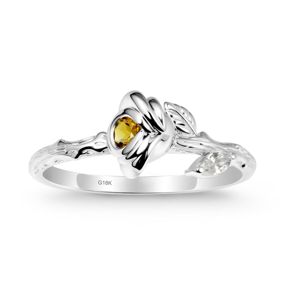 Rose Ring with Round Citrine - LUO Jewelry #metal_18k white gold