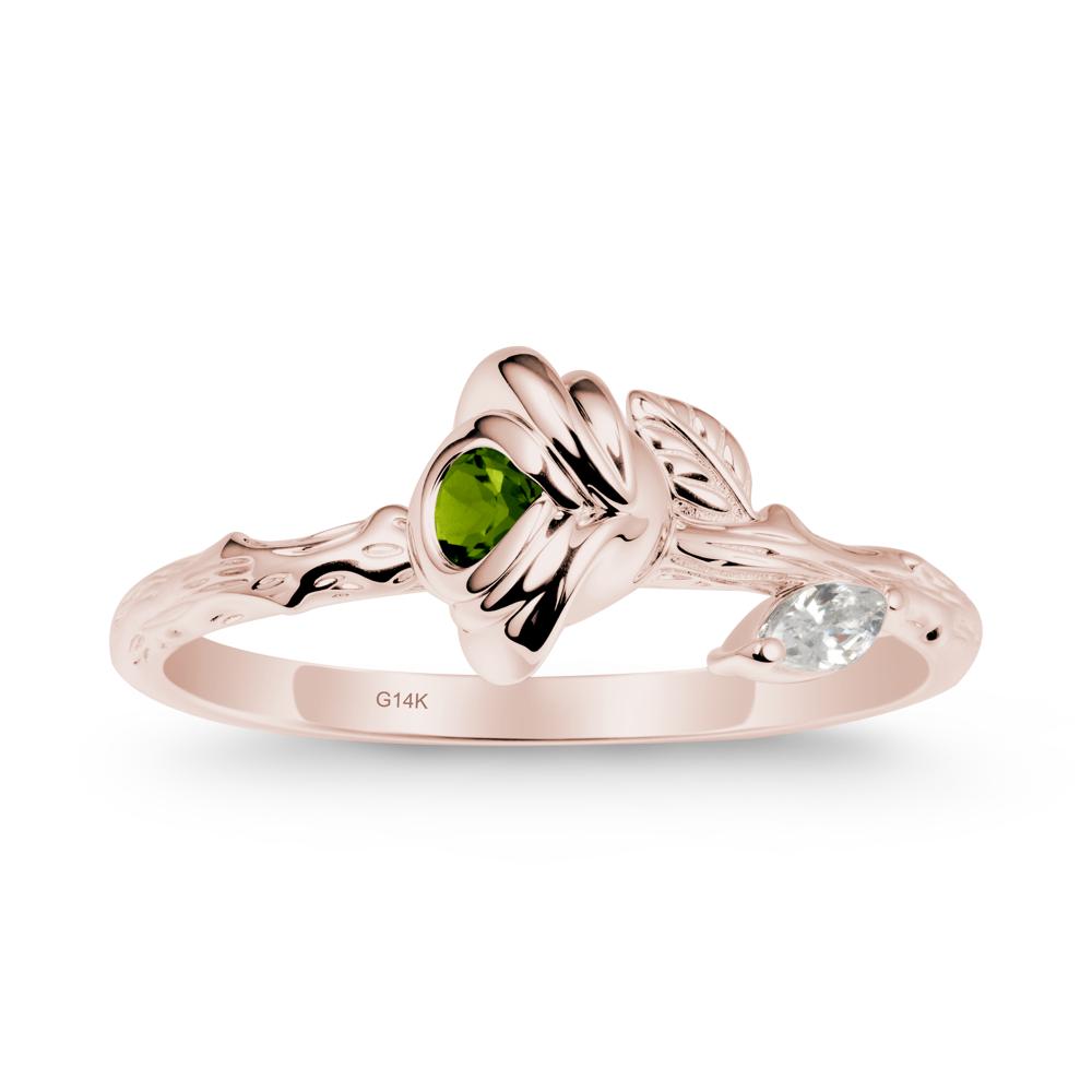 Round Diopside Rose Ring - LUO Jewelry #metal_14k rose gold
