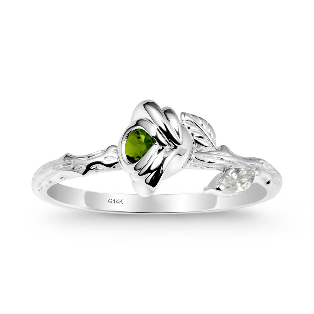 Round Diopside Rose Ring - LUO Jewelry #metal_14k white gold