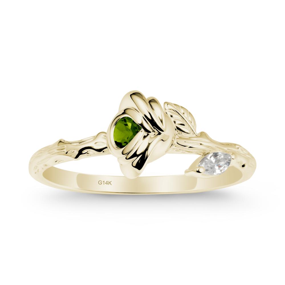 Round Diopside Rose Ring - LUO Jewelry #metal_14k yellow gold