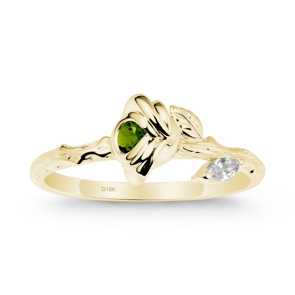 Round Diopside Rose Ring - LUO Jewelry #metal_18k yellow gold