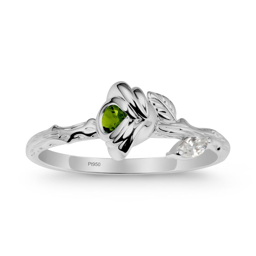 Round Diopside Rose Ring - LUO Jewelry #metal_platinum