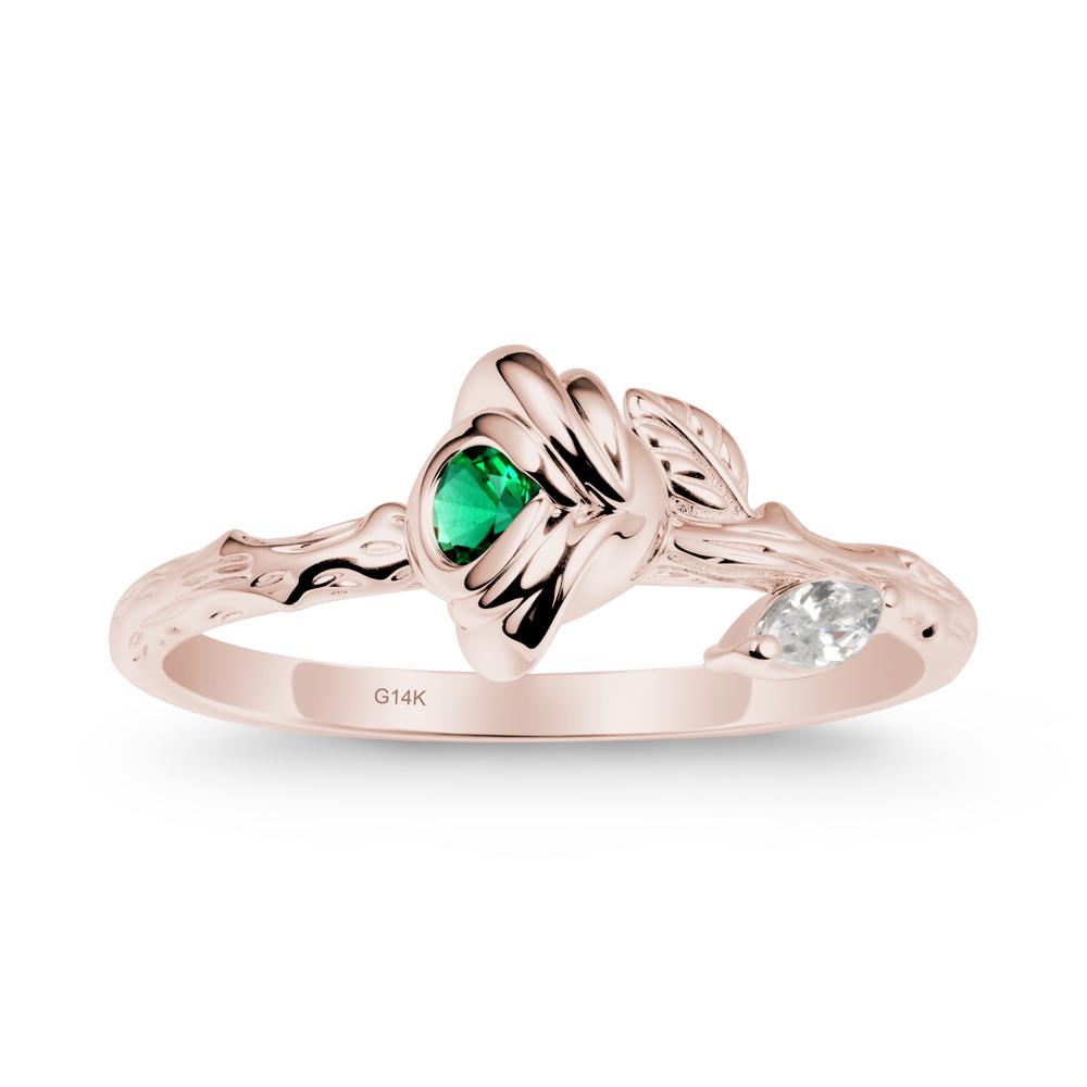 Emerald Self-Love Rose Ring - LUO Jewelry #metal_14k rose gold
