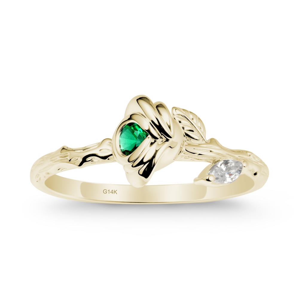 Emerald Self-Love Rose Ring - LUO Jewelry #metal_14k yellow gold