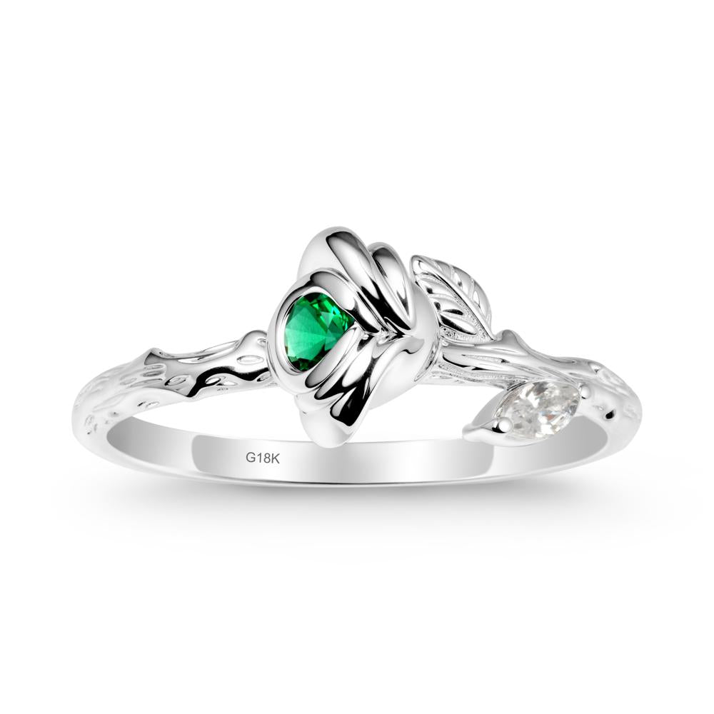 Emerald Self-Love Rose Ring - LUO Jewelry #metal_18k white gold