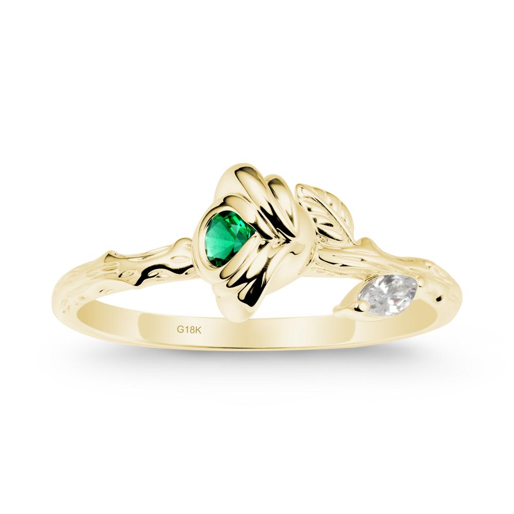 Emerald Self-Love Rose Ring - LUO Jewelry #metal_18k yellow gold