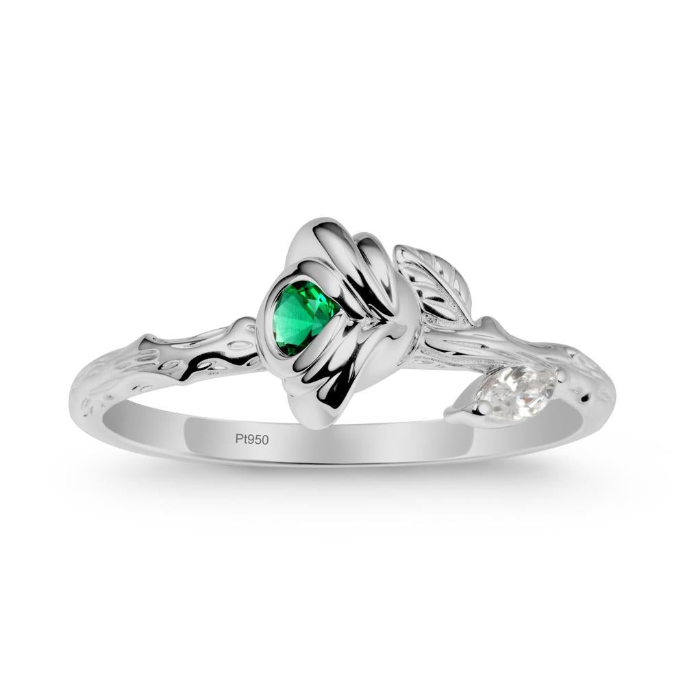 Emerald Self-Love Rose Ring - LUO Jewelry #metal_platinum