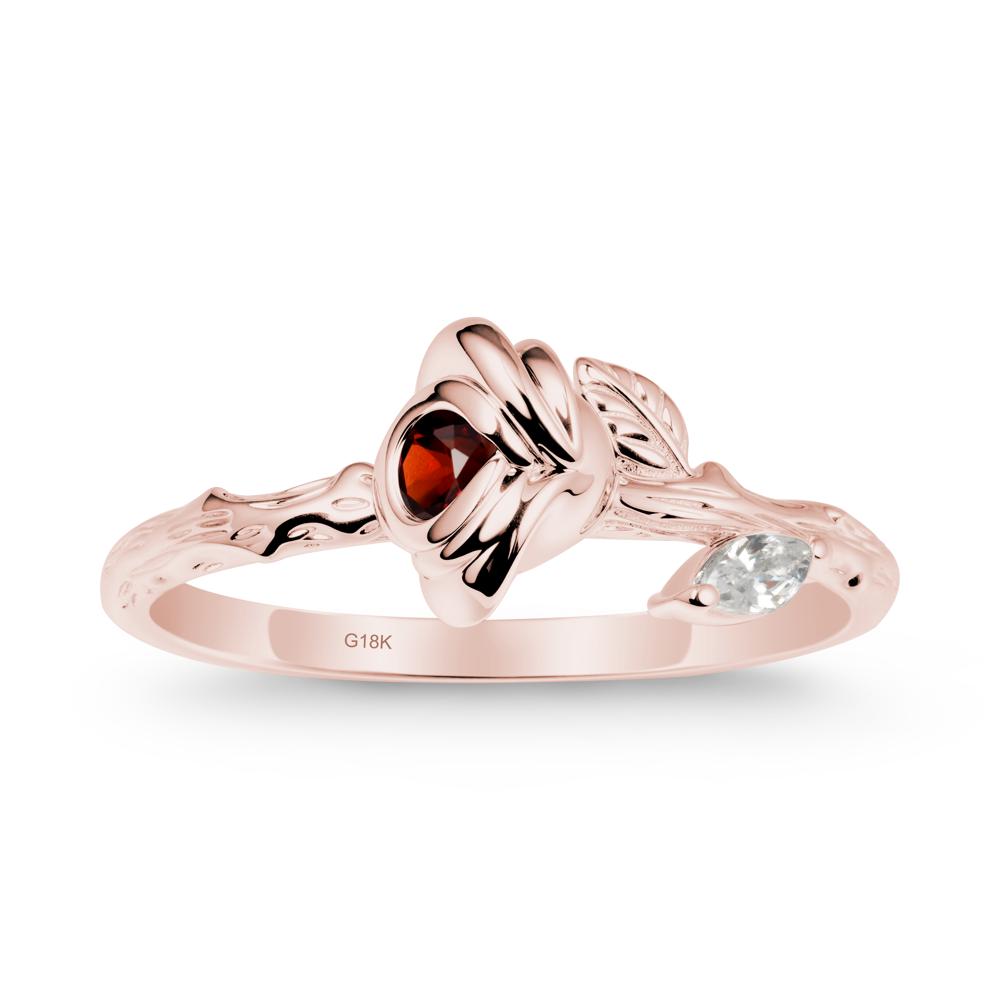 Rose Garnet Ring with Woodgrain Textured - LUO Jewelry #metal_18k rose gold