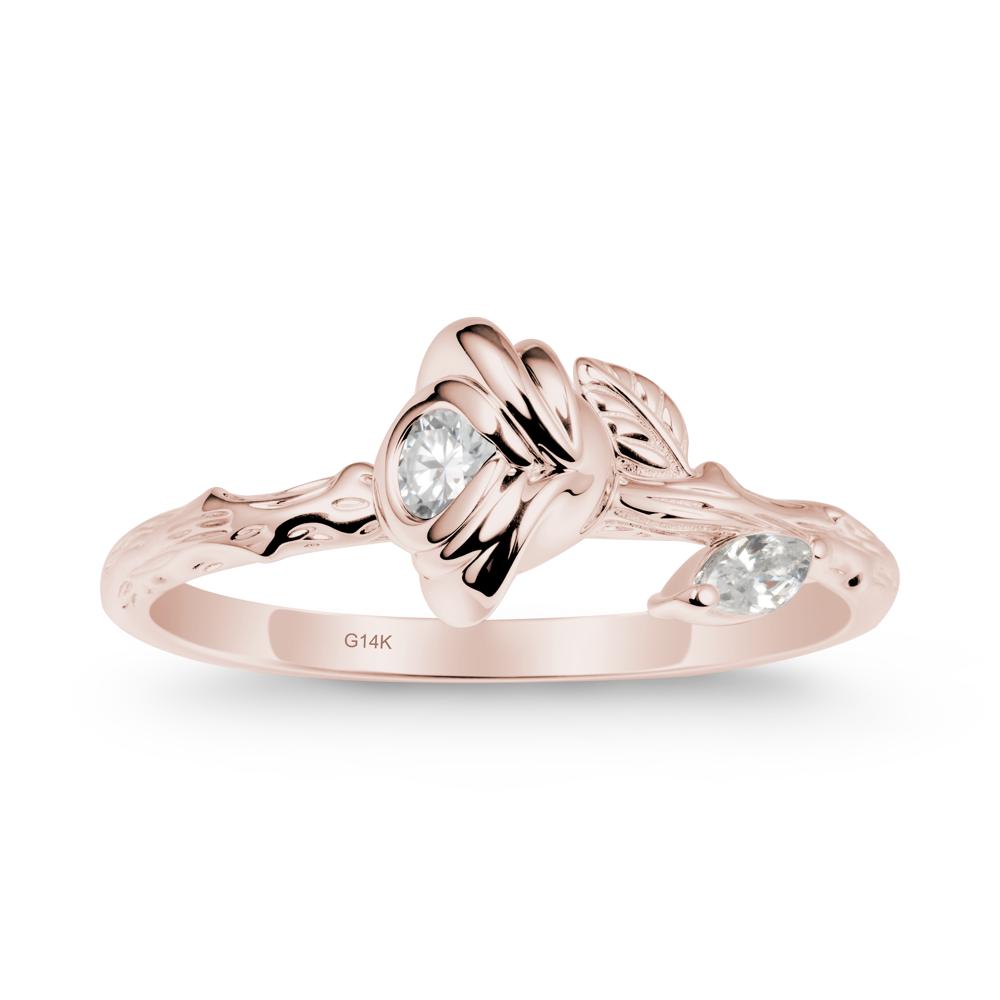 Rose Ring with Round Moissanite - LUO Jewelry #metal_14k rose gold