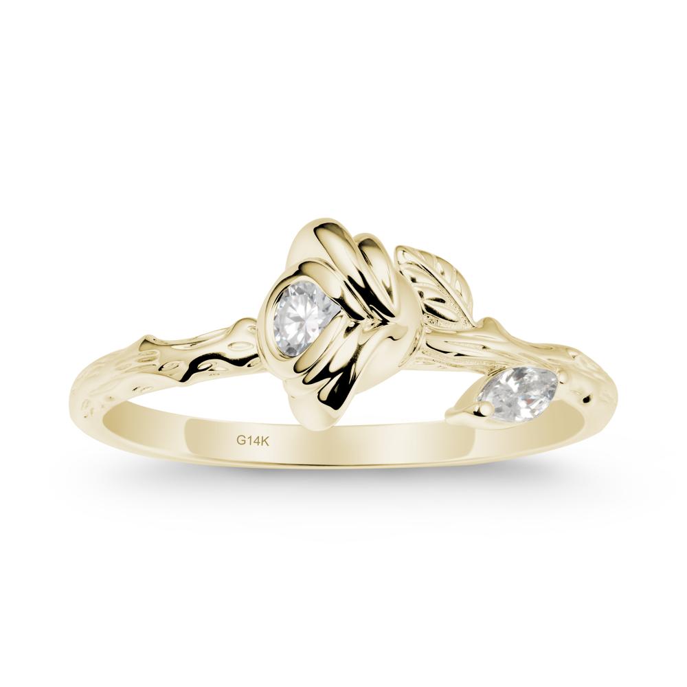 Rose Ring with Round Moissanite - LUO Jewelry #metal_14k yellow gold