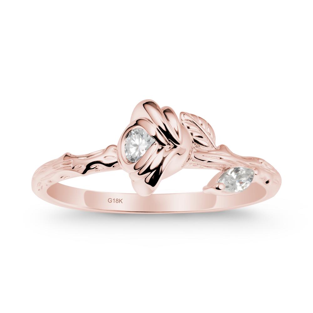 Rose Ring with Round Moissanite - LUO Jewelry #metal_18k rose gold
